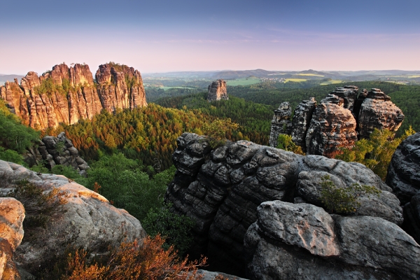 Vyhlídka Schrammsteinaussicht, Schrammsteine